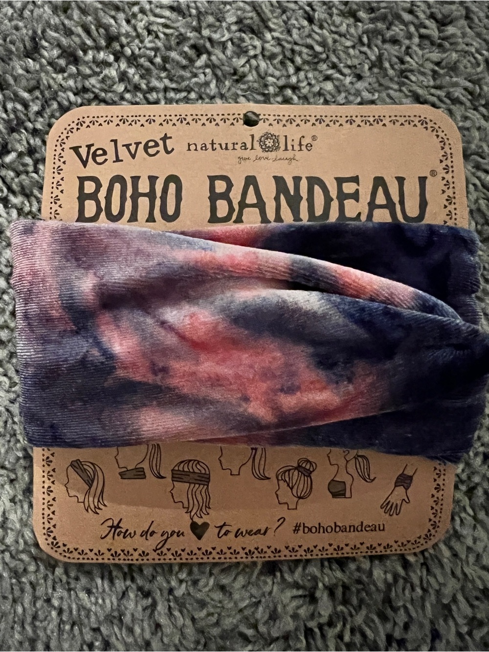 NATURAL LIFE Velvet Boho Bandeau Headband - Navy, Pink, Purple